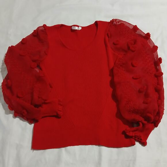 No Boundaries L(11/13) Red 3D-Sheer-Long-Sleeved Ribbed Sweater Christmas Junior - Picture 8 of 16